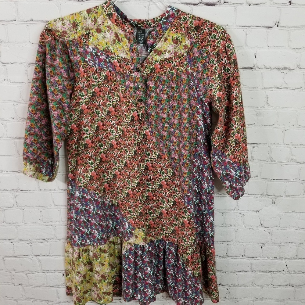 Zara kids 3/4 sleeve patchwork Floral Dress